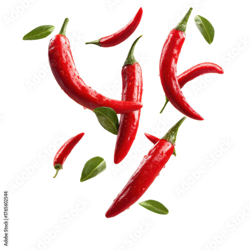Red chili peppers falling png spicy png hot png vegetable png food png cooking png capsicum png motion png dynamic png flavor png transparent background image