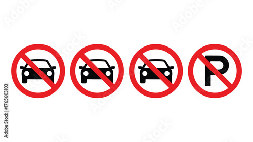 Free Download Set of prohibition signs for cars and parking simple flat vector design element isolated on white background - GFXLoad