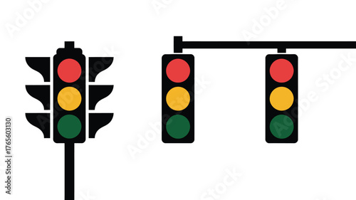 Traffic light vector icons simple flat design elements for web and mobile applications isolated on white background