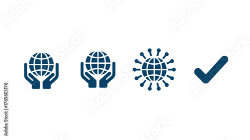 Set of global care icons vector illustration of world protection and safety isolated on white background
