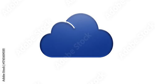 Simple 3D Blue Cloud Icon, Isolated on White Background