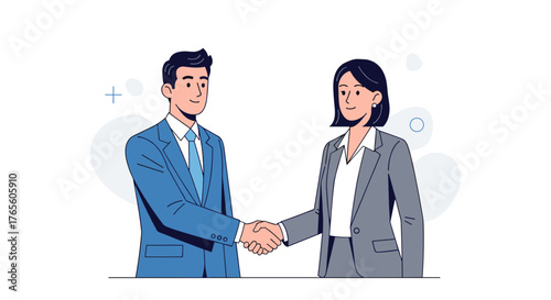 Two diverse business professionals finalize a successful agreement with a firm handshake, symbolizing partnership, trust, and future collaboration.
