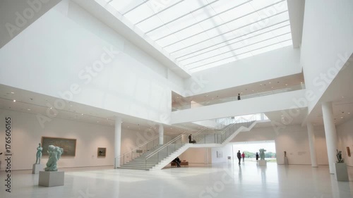 Modern architectural interior white light open space