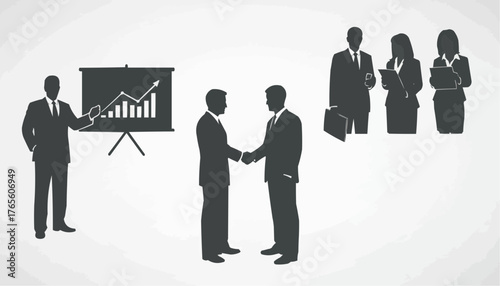 Successful business team closing a deal with a growth presentation, great partnership image