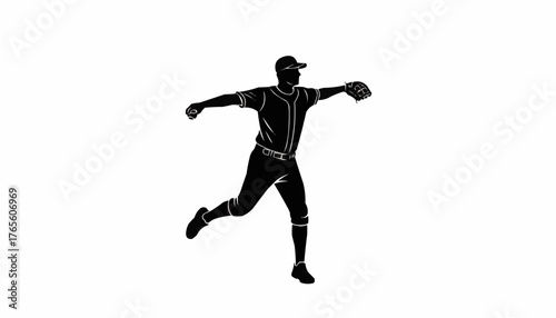 Dynamic baseball pitcher throwing ball with incredible speed, ready for action and competition