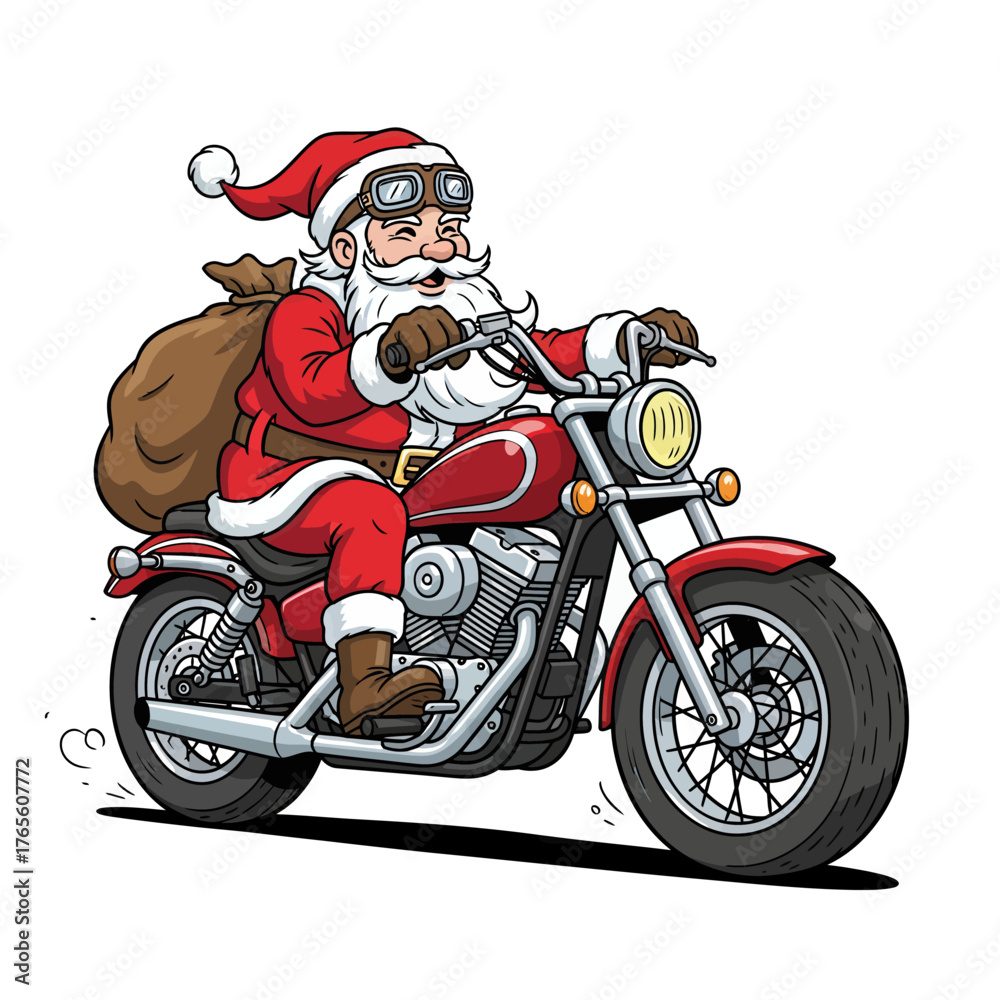 Fototapeta premium santa claus on motorcycle