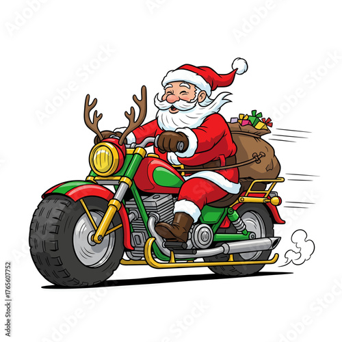 santa claus riding a bike