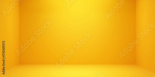 Bright golden yellow stage backdrop with soft studio lighting and a clean floor for product display
