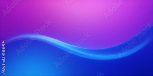 Abstract flowing wave of light blue against a vibrant purple and pink gradient background with subtle pixelation