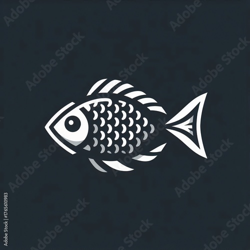 Captivating white stylized fish logo design with clean lines and modern appeal for aquatic brands and businesses