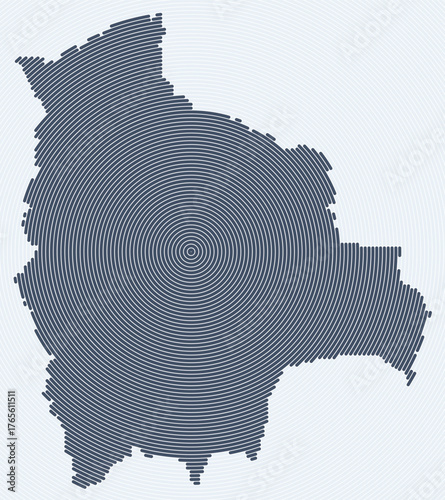 Bolivia shape rings. Country map formed by stacked circles. Bolivia boundary shape design. Stylish vector illustration.