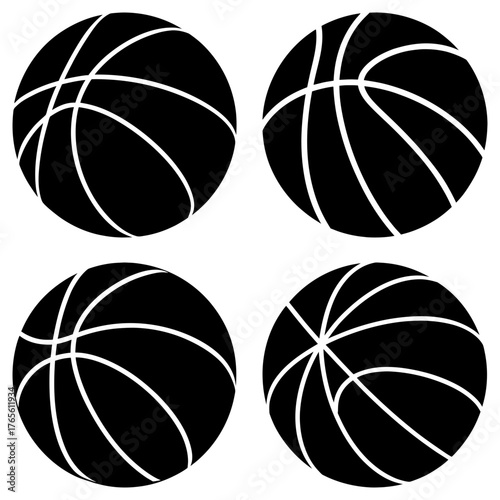 Dynamic basketball graphic elements for sports branding and design projects, ideal for team logos, banners, and promotional materials, vector scalable
