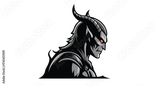 angry demon face with horns