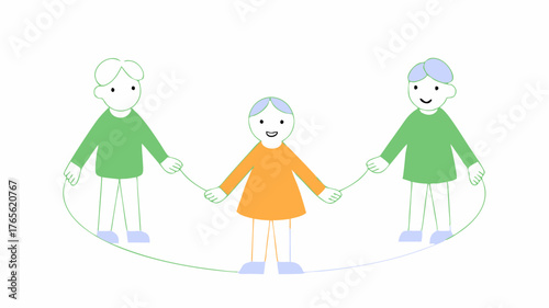 A mentorship circle composed of diverse characters holding hands symbolizing unity support and the community aspect of mentorship programs in fostering relationships.