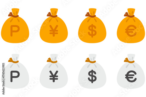 お金袋のイラストセット
