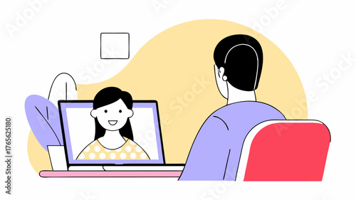 A virtual mentoring session depicted on a computer screen showing a mentor offering guidance to a teen through video chat reflecting the impact of technology in mentorship.