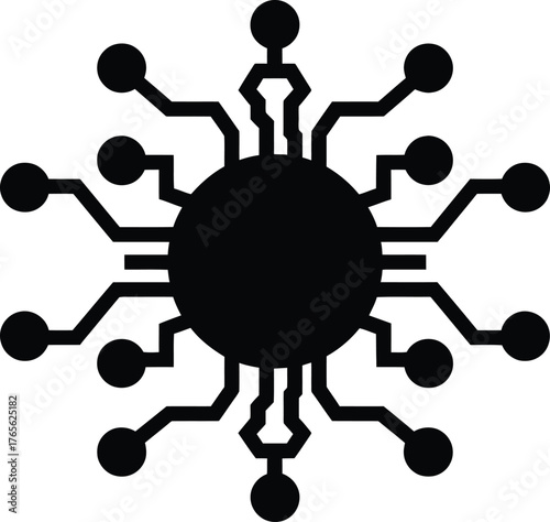 Technology circuit board icon design vector silhouette illustration
