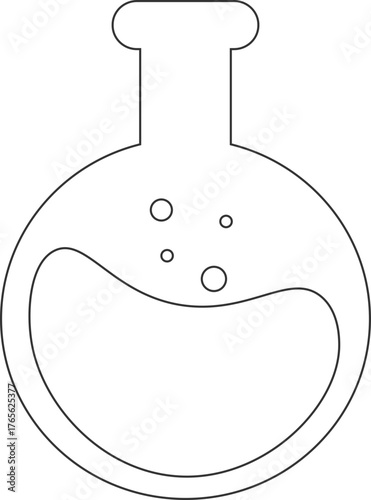 Black Line Art of Medical Flask with Transparent Background