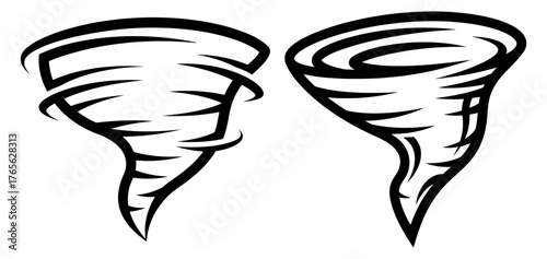 Vector art of two tornado, representing natures power, destruction, and the unpredictability of weather events