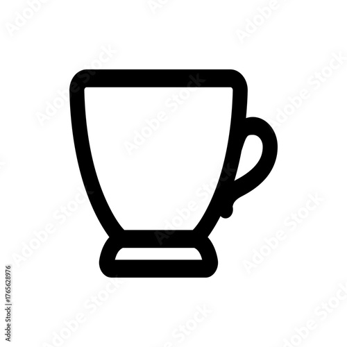 Illustration of a simple black outline of a teacup with a handle on a white background in vector format