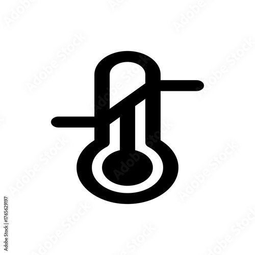 Illustration of a black thermometer with two horizontal lines indicating temperature measurement scale mark