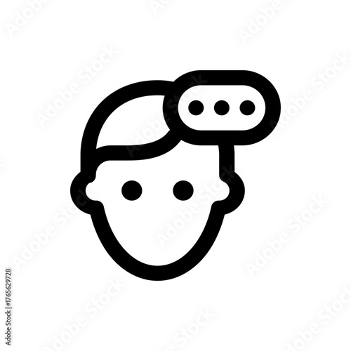 Icon of a person with a thought bubble above their head containing three dots, indicating thinking process