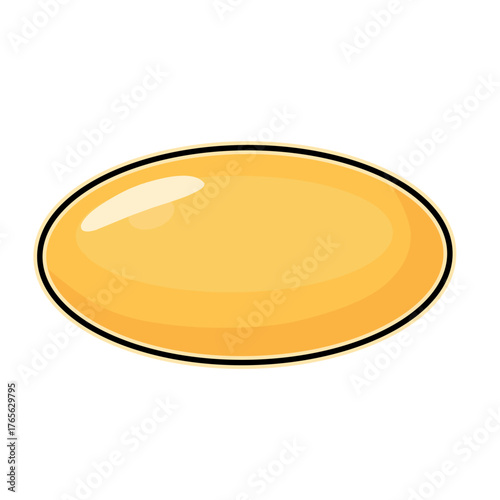 Glossy yellow vitamin capsule vector illustration with smooth reflection and realistic shine. Perfect for health, supplement, pharmacy, and nutrition design concepts in medical or wellness projects