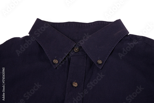 Polo shirt collar buttons navy cotton, casual style, isolated transparent Background