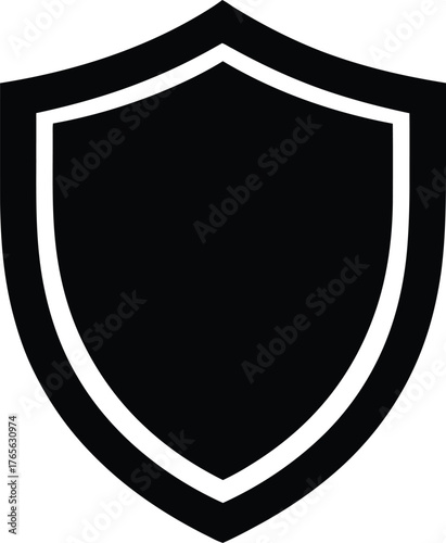 Security shield vector icon protection symbol art black shape design silhouette illustration