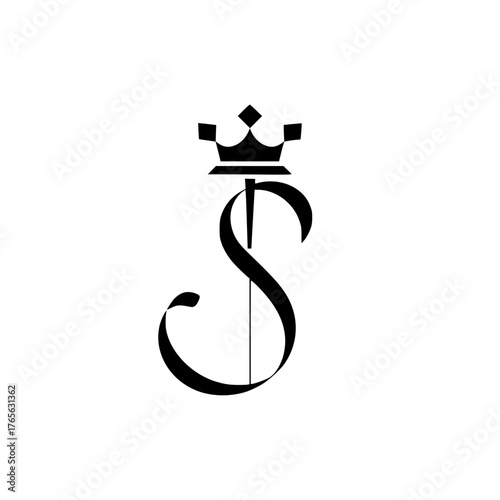 Elegant initial logo design featuring a stylized S with a regal crown for luxury branding