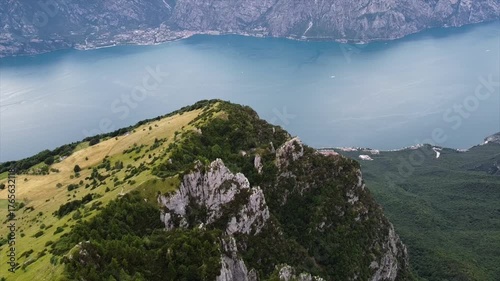 Aerial wide view of alpine landscape in Italy north part