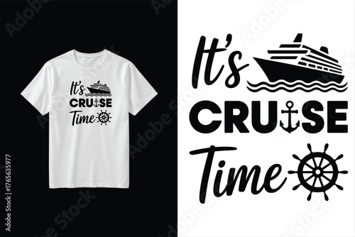Its Cruise Time Graphic Design With Ship And Anchor Icons Vector