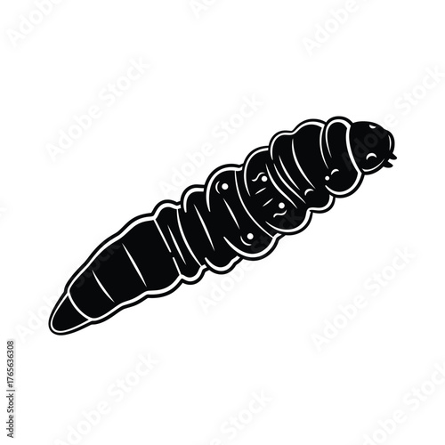 Black caterpillar illustration insect white