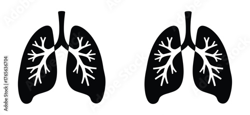 Simple line art illustration of healthy human lungs, medical icon