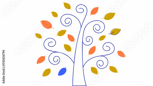 A whimsical tree with swirling branches and playful cartoonish leaves each inscribed with fun fonts of supporters names evoking a sense of joy and community spirit.