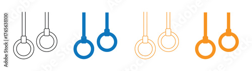 Fitness and Strength Training Icons with Gymnastic Rings for Athletes and Sports Enthusiasts
