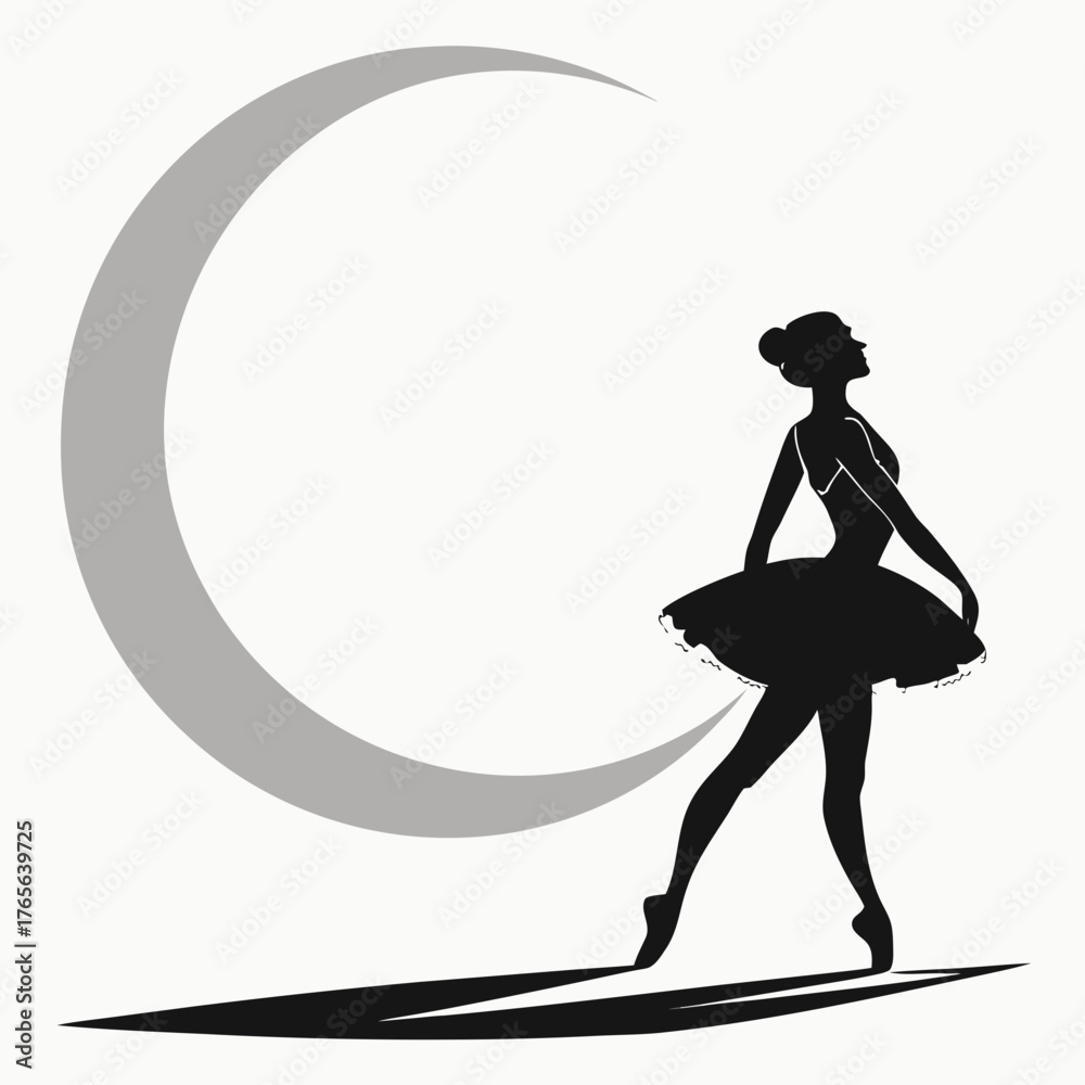 Obraz premium Graceful ballerina silhouette dancing near the moon expresses beauty and artistry