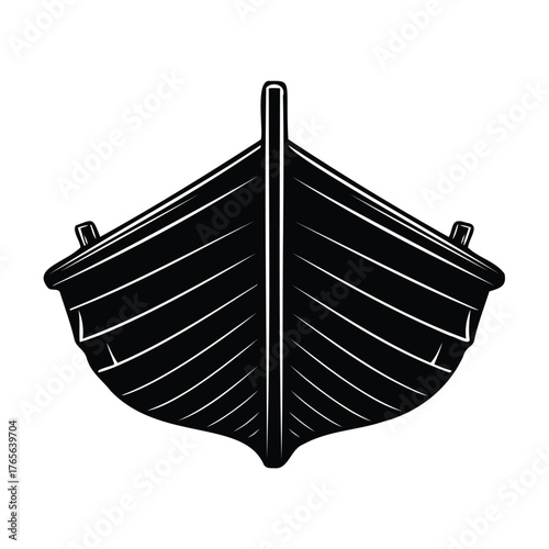 Black wooden boat front view vessel nautical