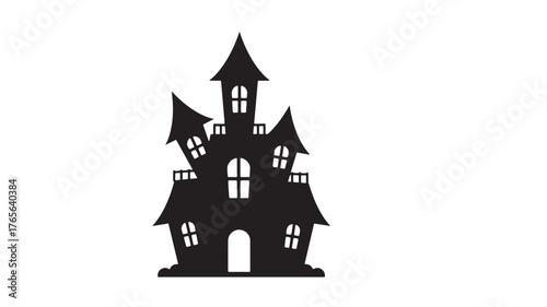 Silhouette of a spooky haunted house vector illustration for Halloween isolated on white b