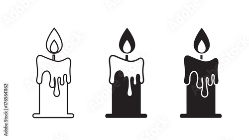Set of candle icons simple flat vector design isolated on white background