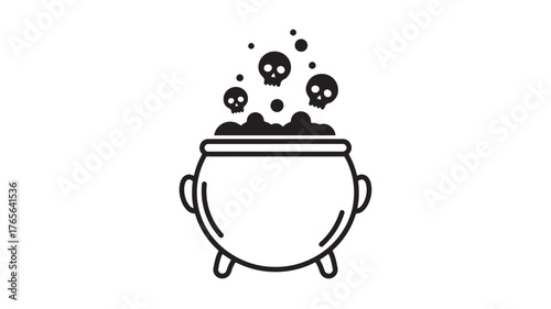 Halloween cauldron with skulls spooky vector illustration for holiday design isolated on w
