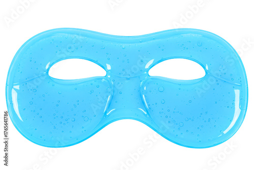 Blue cooling gel eye mask for puffiness and headache relief on a transparent background