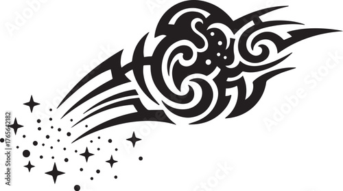 Stylized cosmic dust icon with swirling nebulous cloud and stard