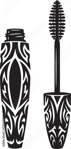 Elegant mascara applicator with unique tribal pattern for cosmet