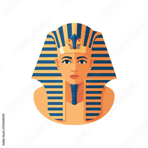 Illustration of an Egyptian pharaoh wearing a nemes headdress and a uraeus.