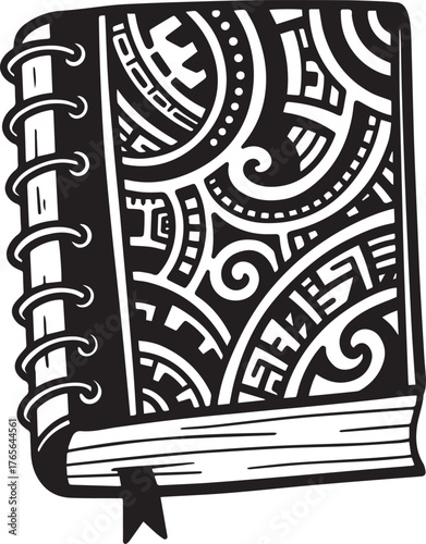 Intricate tribal pattern journal for artistic expression and ref