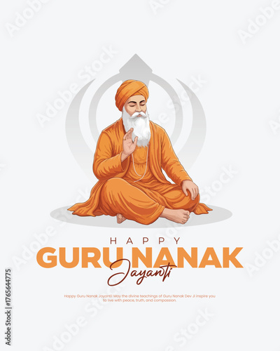 Guru Nanak Dev Ji Illustration – Sikh Spiritual Leader Portrait