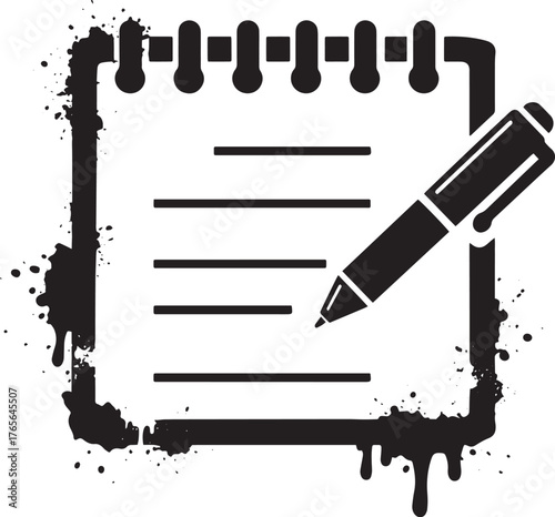 Stylized notepad icon with pen for reminders, planning, and writ