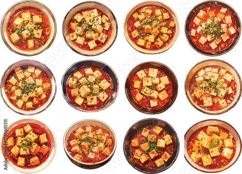 Watercolor Clipart of Mapo Tofu 