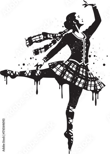 Whimsical scottish dancer frozen in time gracefully performing t